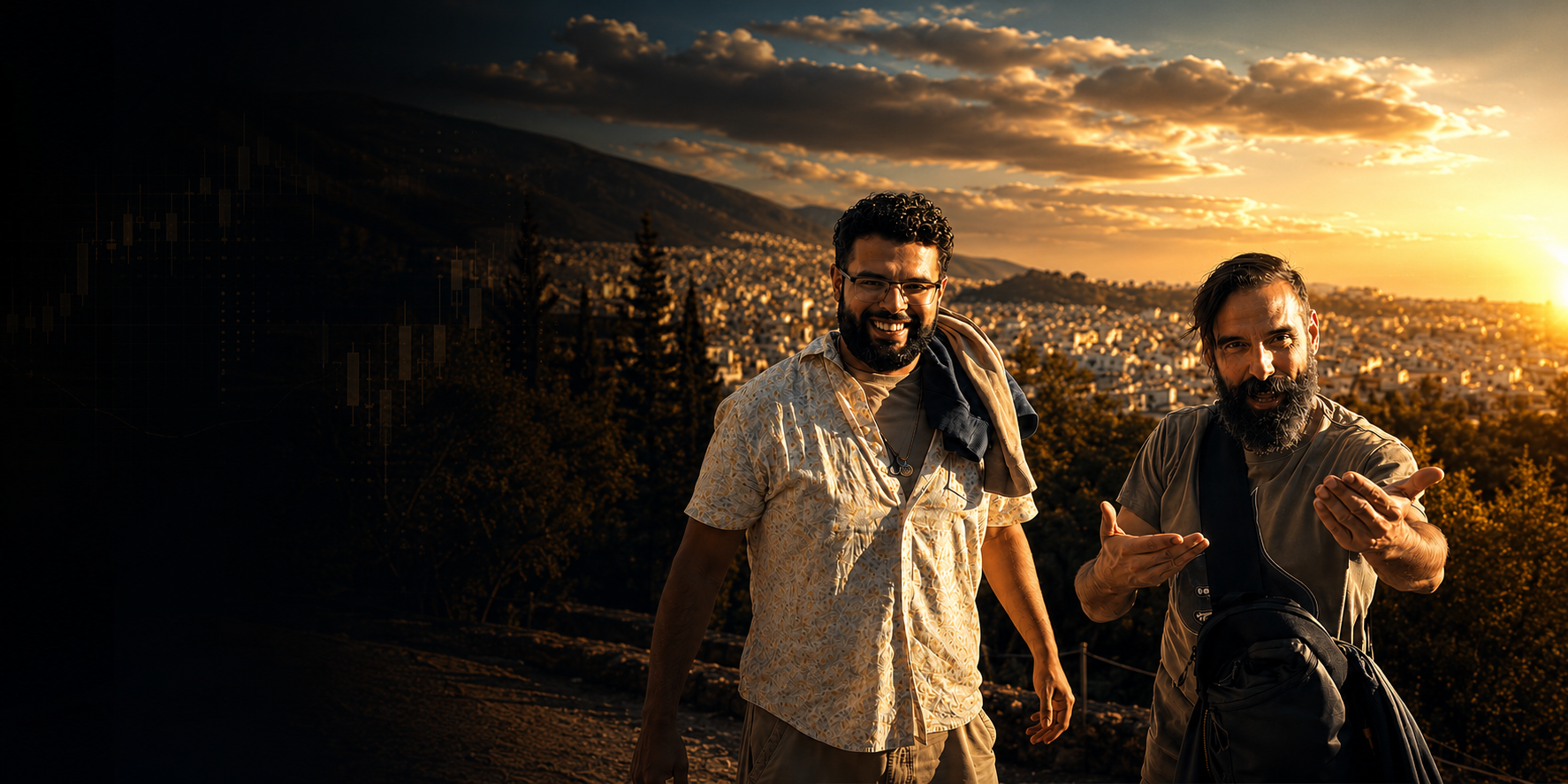 KickStart Trading coaches overlooking the city at golden hour